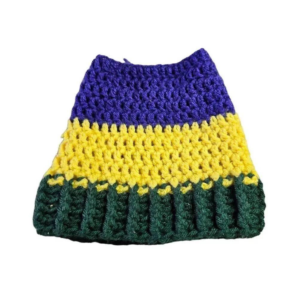 Crochet Mardi Gras open top hat OS